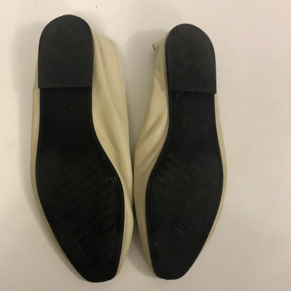 Zara 40 (9-9.5 USA) Ballet Flat Shoes Cream Bone Leather Excellent Condition - Picture 7 of 9